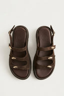 TFP - Buckle Strap Sandals - Dark Brown Suede