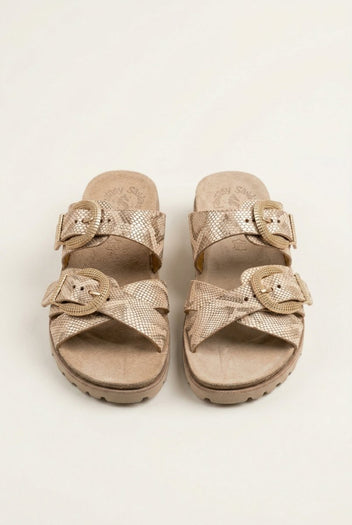 FANTASY SANDALS - Buckle Strap Sandals - Rosegold Lizard