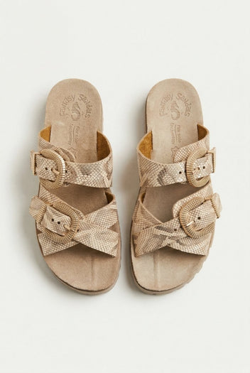 FANTASY SANDALS - Buckle Strap Sandals - Rosegold Lizard