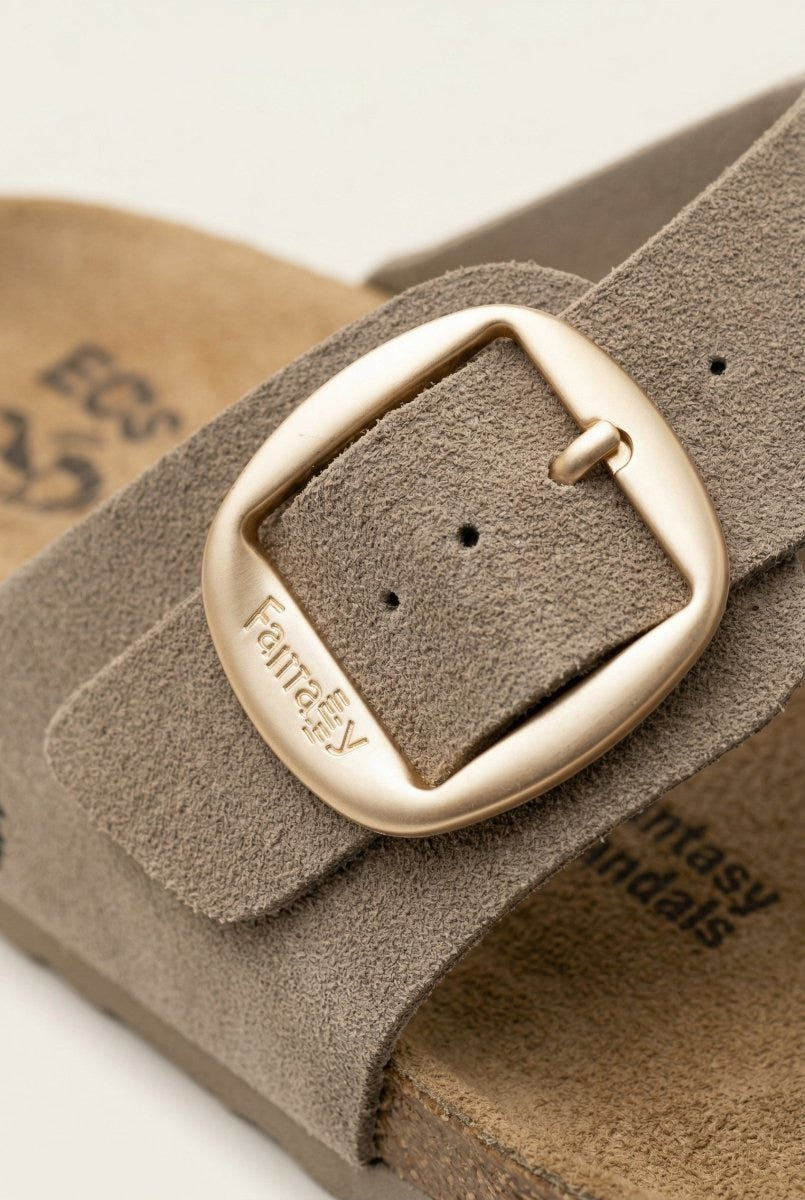 FANTASY SANDALS - Buckle Strap Sandals - Taupe Suede