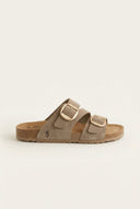 FANTASY SANDALS - Buckle Strap Sandals - Taupe Suede