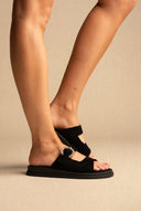 Estil - Buckle Suede Sandals Comfort - Black Suede