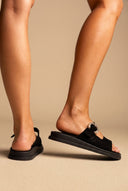 Estil - Buckle Suede Sandals Comfort - Black Suede