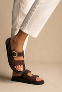 Estil - Buckle Suede Sandals Comfort - Brown Suede