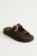 TFP - Buckle Suede Sandals Comfort - Brown Suede