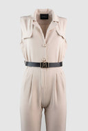 The Fashion Project - Button Front Jumpsuit Belted - Beige