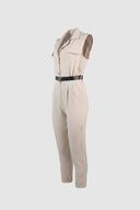 The Fashion Project - Button Front Jumpsuit Belted - Beige