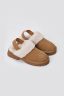 Carmela 162629 Clogs with Sherpa Lining - Camel Suede - thefashionproject.gr - CARMELA