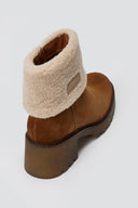 Carmela 162659 Suede Ankle Boots with Sherpa Cuf - Camel Suede - thefashionproject.gr - CARMELA