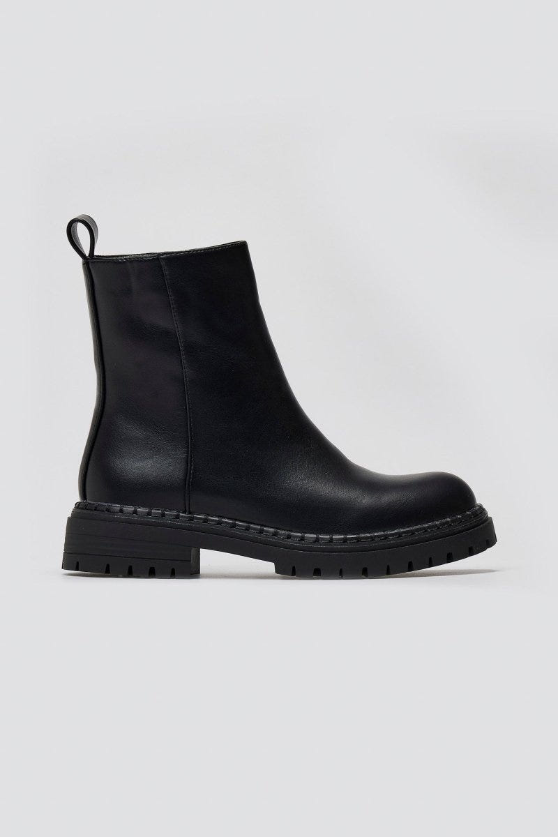 Casual Ankle Boots with Zipper - Black Matte - thefashionproject.gr - Ideal shoes