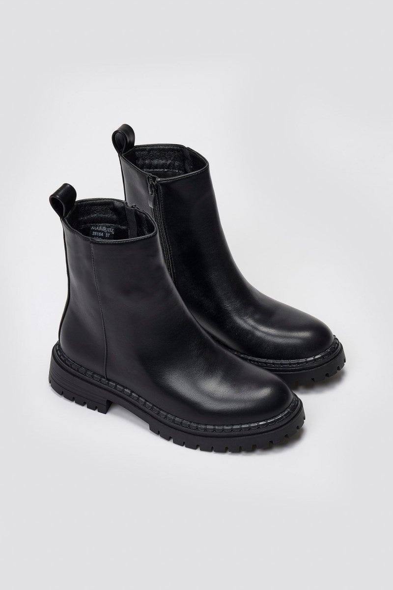 Casual Ankle Boots with Zipper - Black Matte - thefashionproject.gr - Ideal shoes