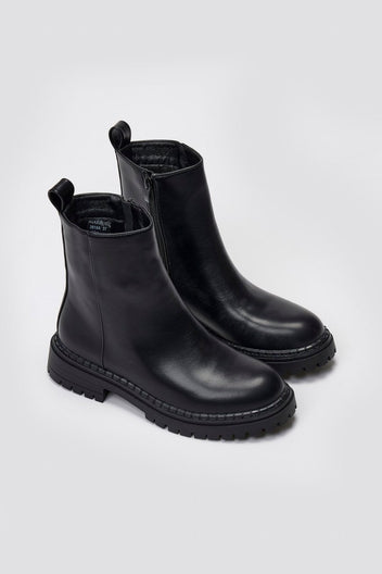 Casual Ankle Boots with Zipper - Black Matte - thefashionproject.gr - Ideal shoes