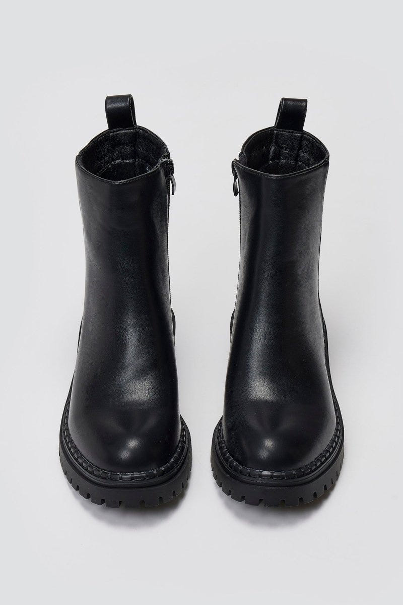 Casual Ankle Boots with Zipper - Black Matte - thefashionproject.gr - Ideal shoes