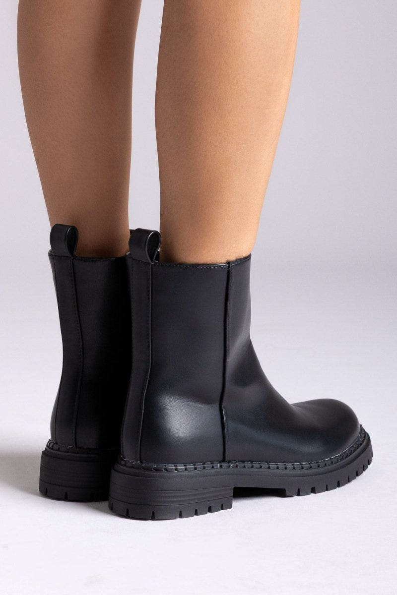 Casual Ankle Boots with Zipper - Black Matte - thefashionproject.gr - MARQUIIZ