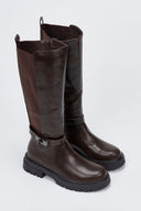 Casual Boots Elastic Side Panel - Dark Brown Matte - thefashionproject.gr - Ideal shoes