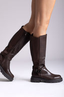 Casual Boots Elastic Side Panel - Dark Brown Matte - thefashionproject.gr - Ideal shoes