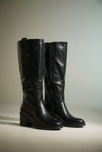 Casual Boots with Low Block Heel Zipper - Black Matte - thefashionproject.gr - MARQUIIZ