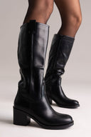 Casual Boots with Low Block Heel Zipper - Black Matte - thefashionproject.gr - MARQUIIZ