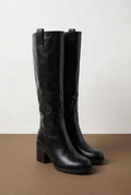 Casual Boots with Low Block Heel Zipper - Black Matte - thefashionproject.gr - MARQUIIZ