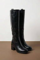 Casual Boots with Low Block Heel Zipper - Black Matte - thefashionproject.gr - MARQUIIZ