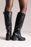 Casual Boots with Low Block Heel Zipper - Black Matte - thefashionproject.gr - MARQUIIZ