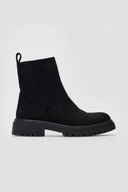 Casual Suede Ankle Boots with Zipper - Black Suede - thefashionproject.gr - Ideal shoes