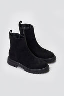 Casual Suede Ankle Boots with Zipper - Black Suede - thefashionproject.gr - Ideal shoes