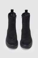 Casual Suede Ankle Boots with Zipper - Black Suede - thefashionproject.gr - Ideal shoes