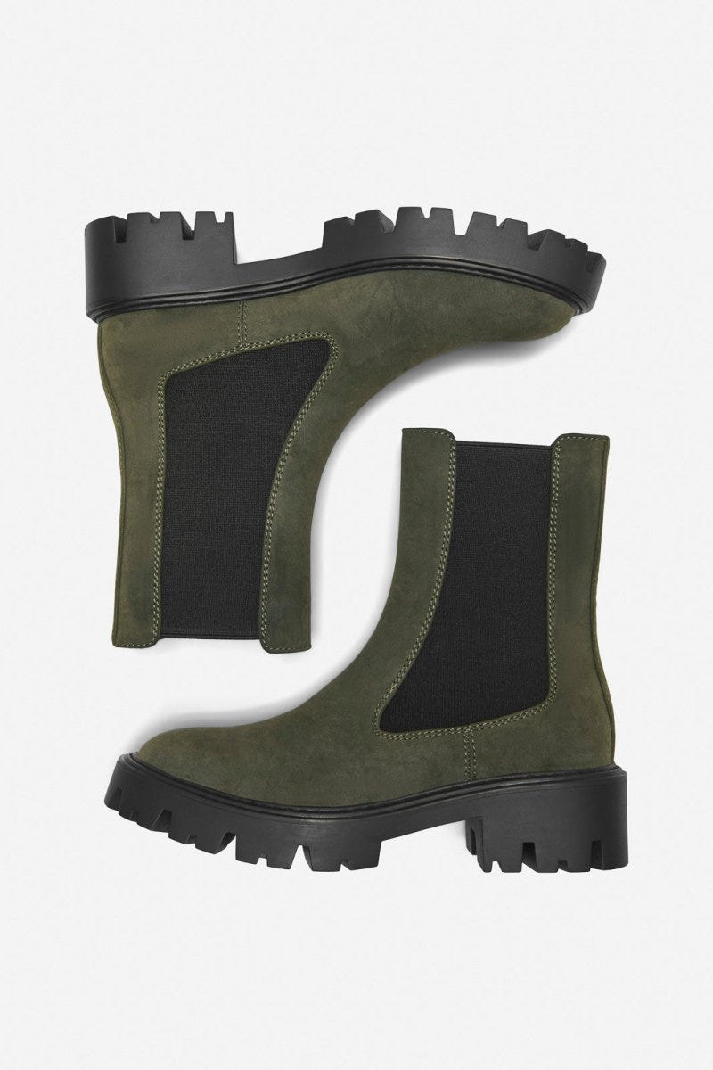 Chelsea Boots with Chunky Sole ONLY 15274563 - Olive Green Nubuck - thefashionproject.gr - ONLY
