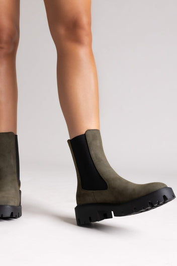 Chelsea Boots with Chunky Sole ONLY 15274563 - Olive Green Nubuck - thefashionproject.gr - ONLY
