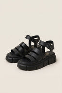 TFP - Chunky Sole Flatform Sandals Ankle Strap - Black Matte