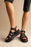 TFP - Chunky Sole Flatform Sandals Ankle Strap - Black Matte