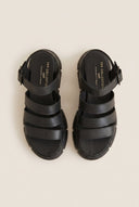 TFP - Chunky Sole Flatform Sandals Ankle Strap - Black Matte