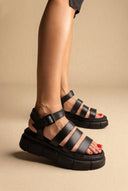 TFP - Chunky Sole Flatform Sandals Ankle Strap - Black Matte