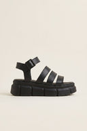 TFP - Chunky Sole Flatform Sandals Ankle Strap - Black Matte