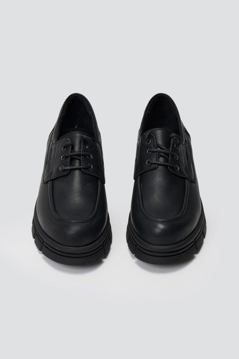 Chunky Sole Oxfords TFP - Black Matte - thefashionproject.gr - TFP
