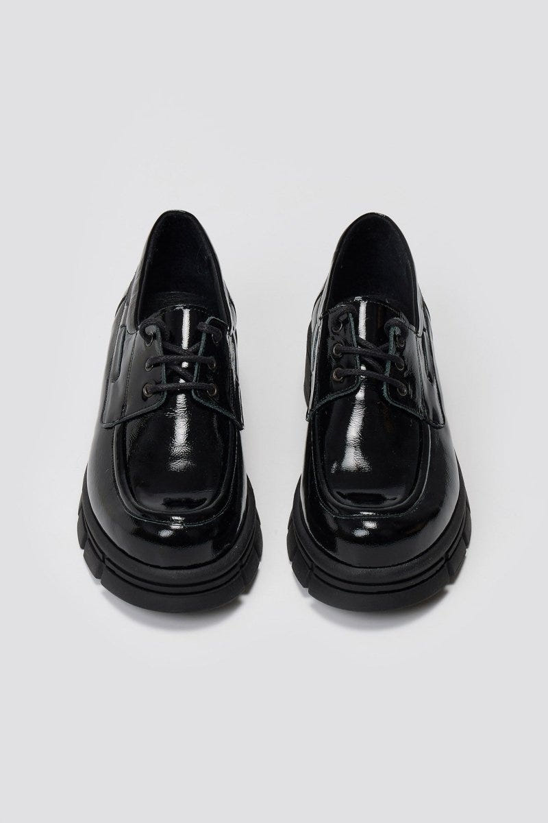 Chunky Sole Oxfords TFP - Black Patent - thefashionproject.gr - TFP