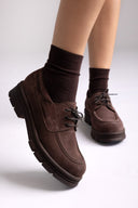 Chunky Sole Oxfords TFP - Brown Suede - thefashionproject.gr - TFP