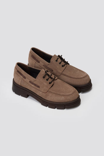 Chunky Sole Oxfords TFP - Taupe Suede - thefashionproject.gr - TFP