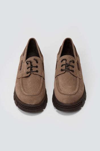 Chunky Sole Oxfords TFP - Taupe Suede - thefashionproject.gr - TFP