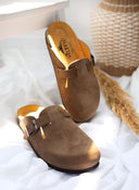 Clogs ανατομικά από δέρμα καστόρι Plakton 181539 - Τάουπε - thefashionproject.gr - Plakton