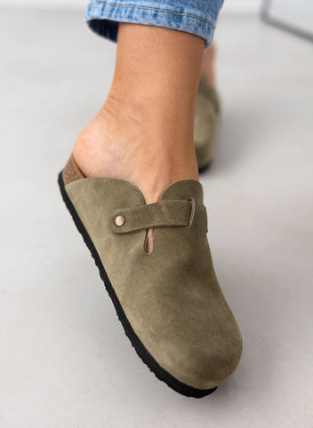 Clogs ανατομικά από δέρμα καστόρι Plakton 181539 - Χακί ανοιχτό - thefashionproject.gr - Plakton