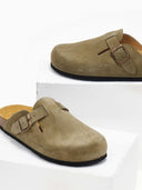 Clogs ανατομικά από δέρμα καστόρι Plakton 181539 - Χακί ανοιχτό - thefashionproject.gr - Plakton