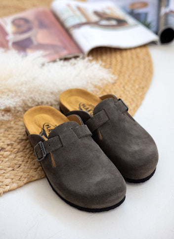 Clogs ανατομικά από δέρμα καστόρι Plakton 181539 - Χακί - thefashionproject.gr - Plakton
