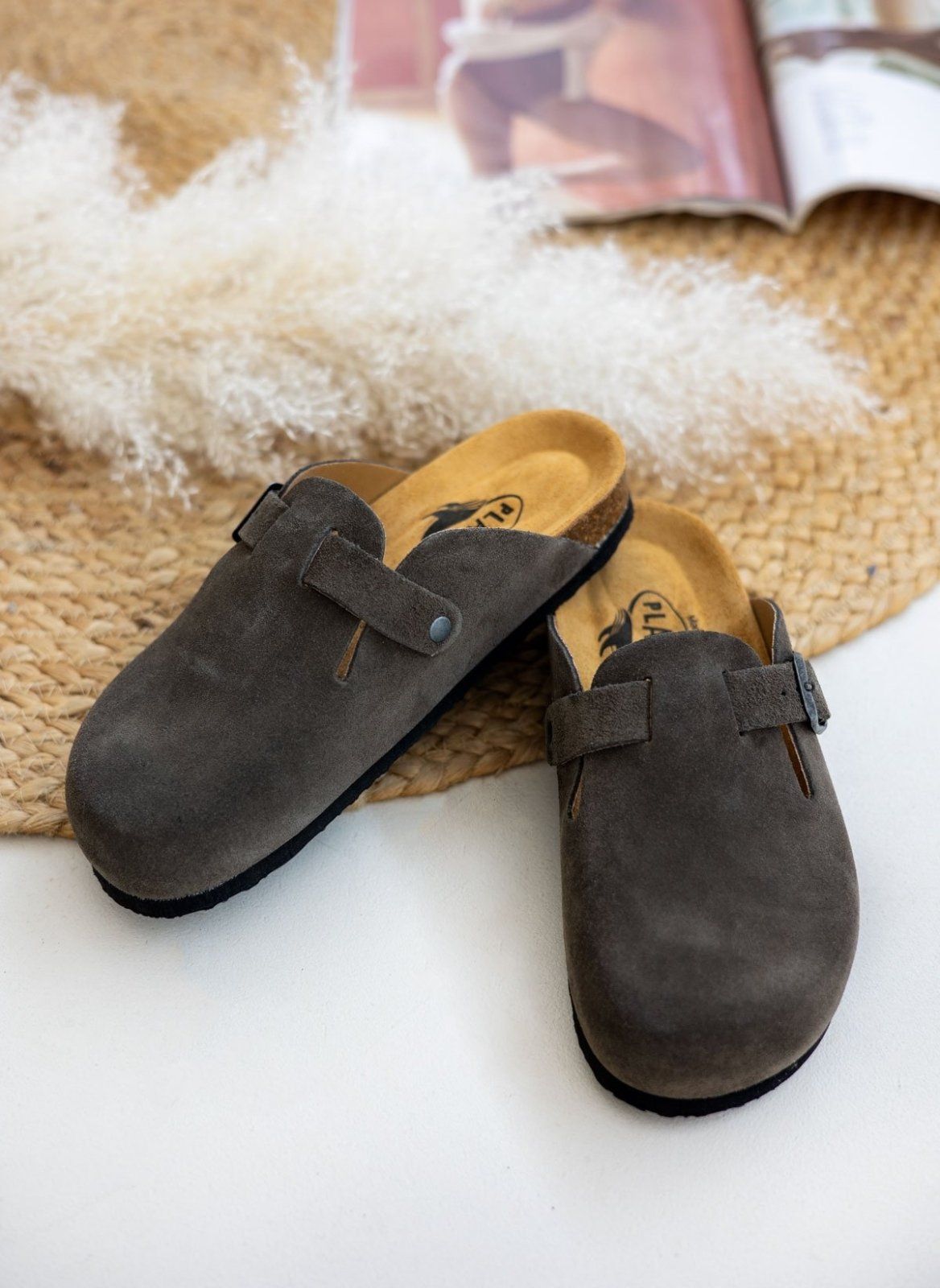 Clogs ανατομικά από δέρμα καστόρι Plakton 181539 - Χακί - thefashionproject.gr - Plakton