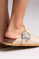 Clogs από ψάθα με πέτρες Take me - Μπεζ - thefashionproject.gr - Take me