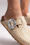 Clogs από ψάθα με πέτρες Take me - Μπεζ - thefashionproject.gr - Take me