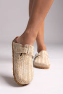 Clogs από ψάθα με πέτρες Take me - Μπεζ - thefashionproject.gr - Take me