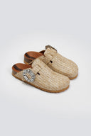 Clogs από ψάθα με πέτρες Take me - Μπεζ - thefashionproject.gr - Take me