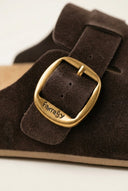 FANTASY SANDALS - Clogs Buckle Detail - Brown Suede